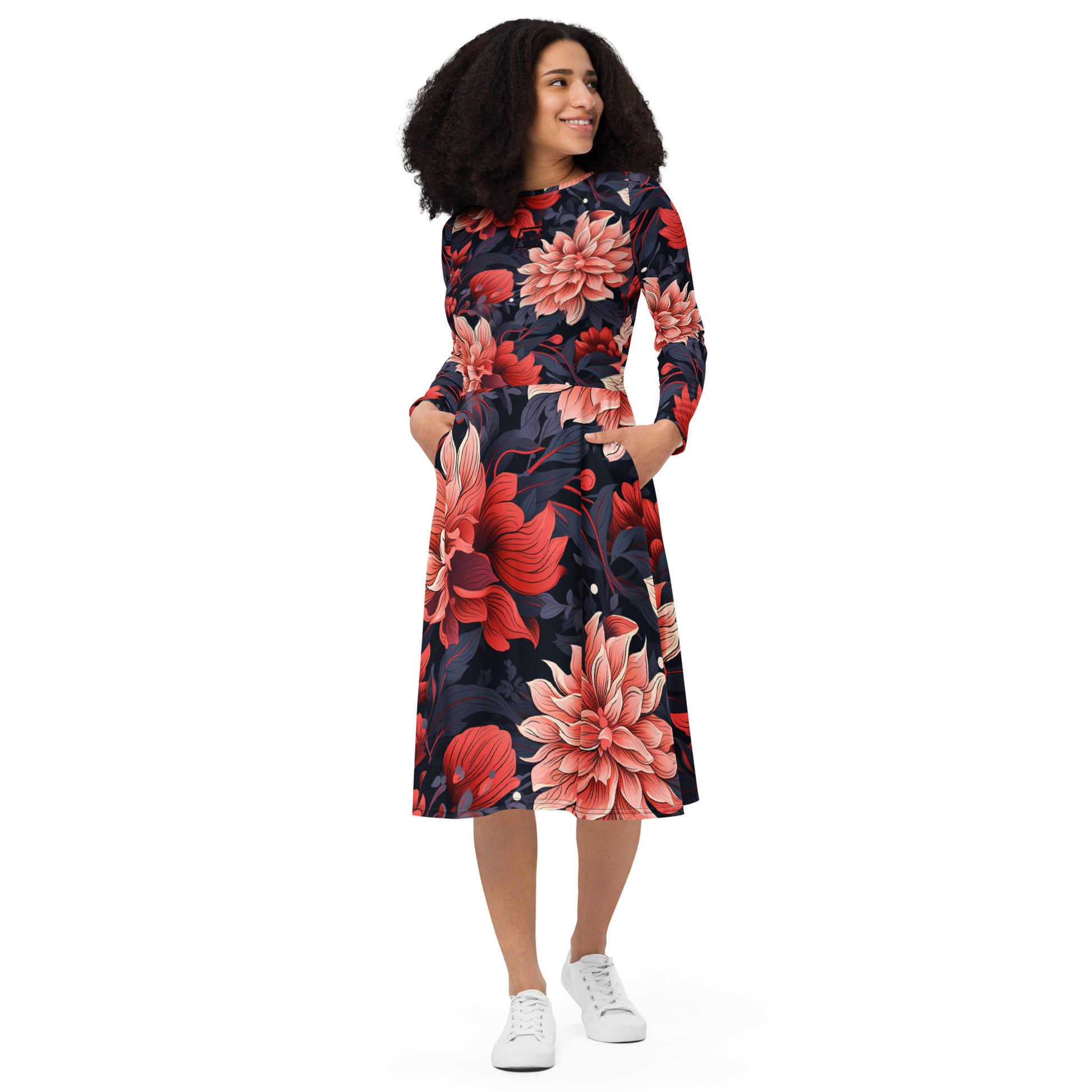 Echoes #1  sleeve midi dress